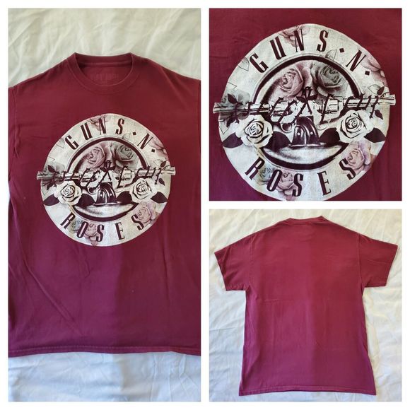 Guns N Roses Shirt Mens M Shirt Sleeve Official Licensed Maroon Graphic Print - Picture 1 of 8